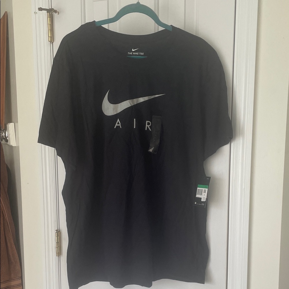 Nike Men's Black Tee with Silver Logo